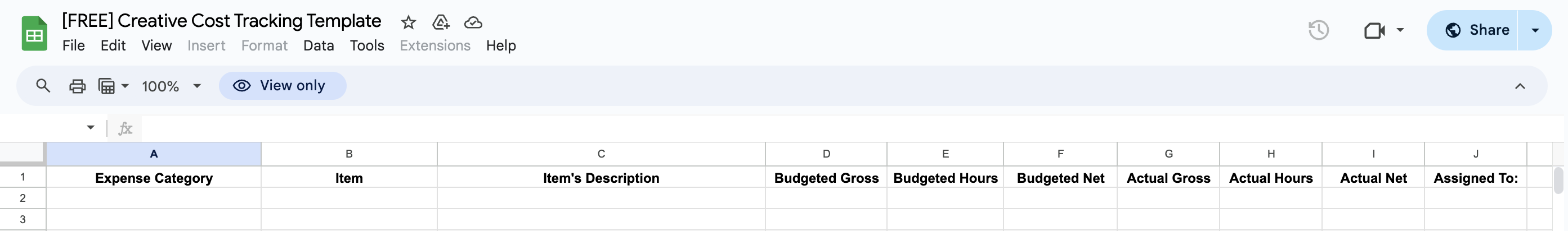 Free Creative Cost Tracking Template from Workamajig