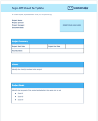 Project sign-off sheet template