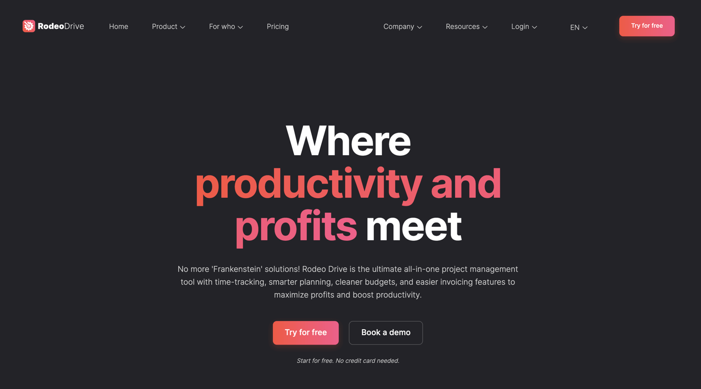 Rodeo Drive homepage: Where productivity and profits meet