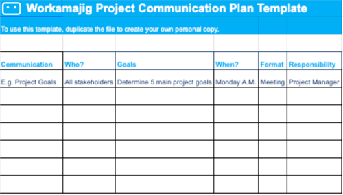 Workamajig project communication plan template