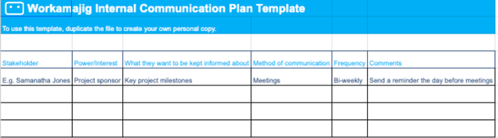 Workamajig internal communication plan template