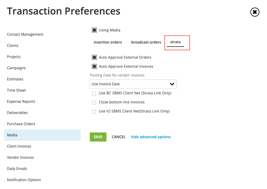 Transaction Preferences in Workamajig