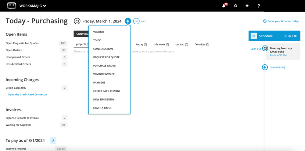 Workamajig Today Purchasing - Vendor Management